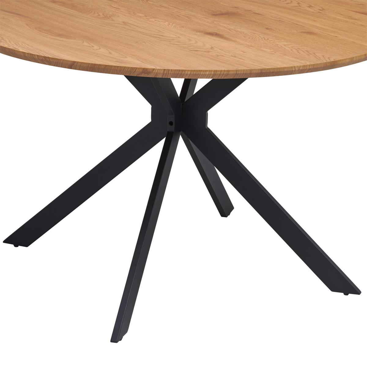 Esstisch Levin Mdf Eiche Dekor, B: 120 cm - Eichefarben/Schwarz, KONVENTIONELL, Holzwerkstoff/Metall (120/120/76cm) - MID.YOU