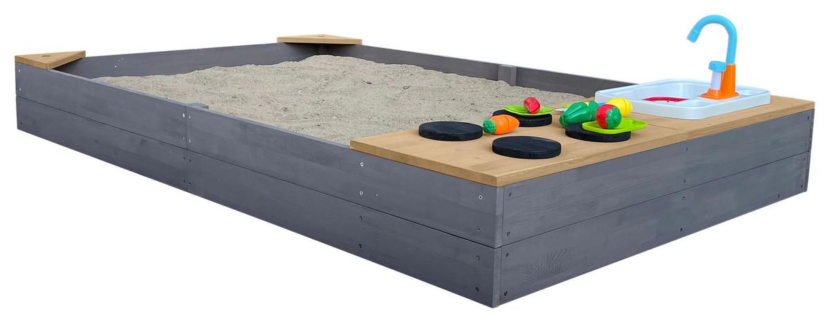 Sandkasten A031.015.20 - Braun/Grau, KONVENTIONELL, Holz (115/21,8/180cm) - Ambia Garden