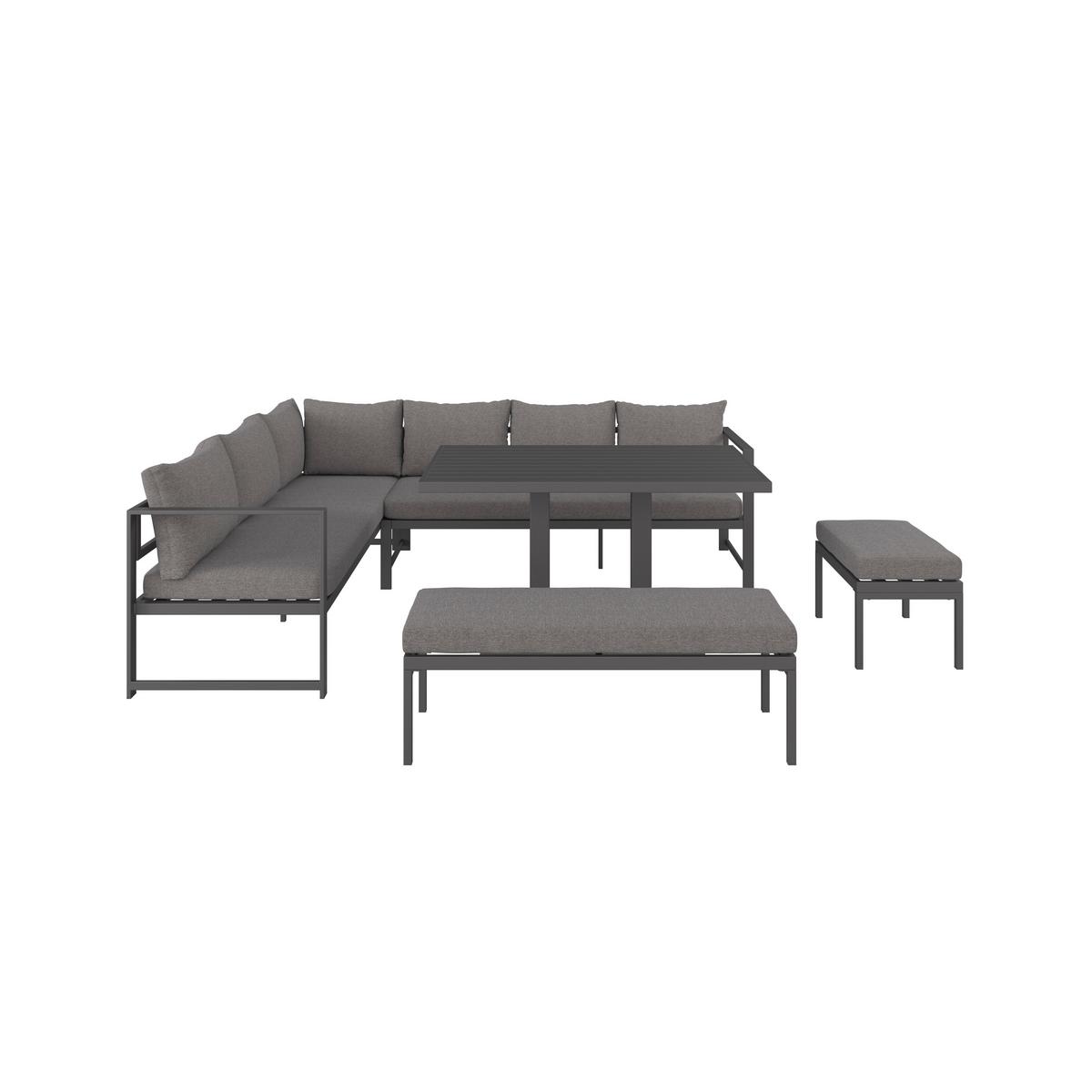 Loungegarnitur 4-tlg Medan Metall/kunststoff Mit Kissen - Anthrazit, MODERN, Textil/Metall (193/175cm) - Beldano