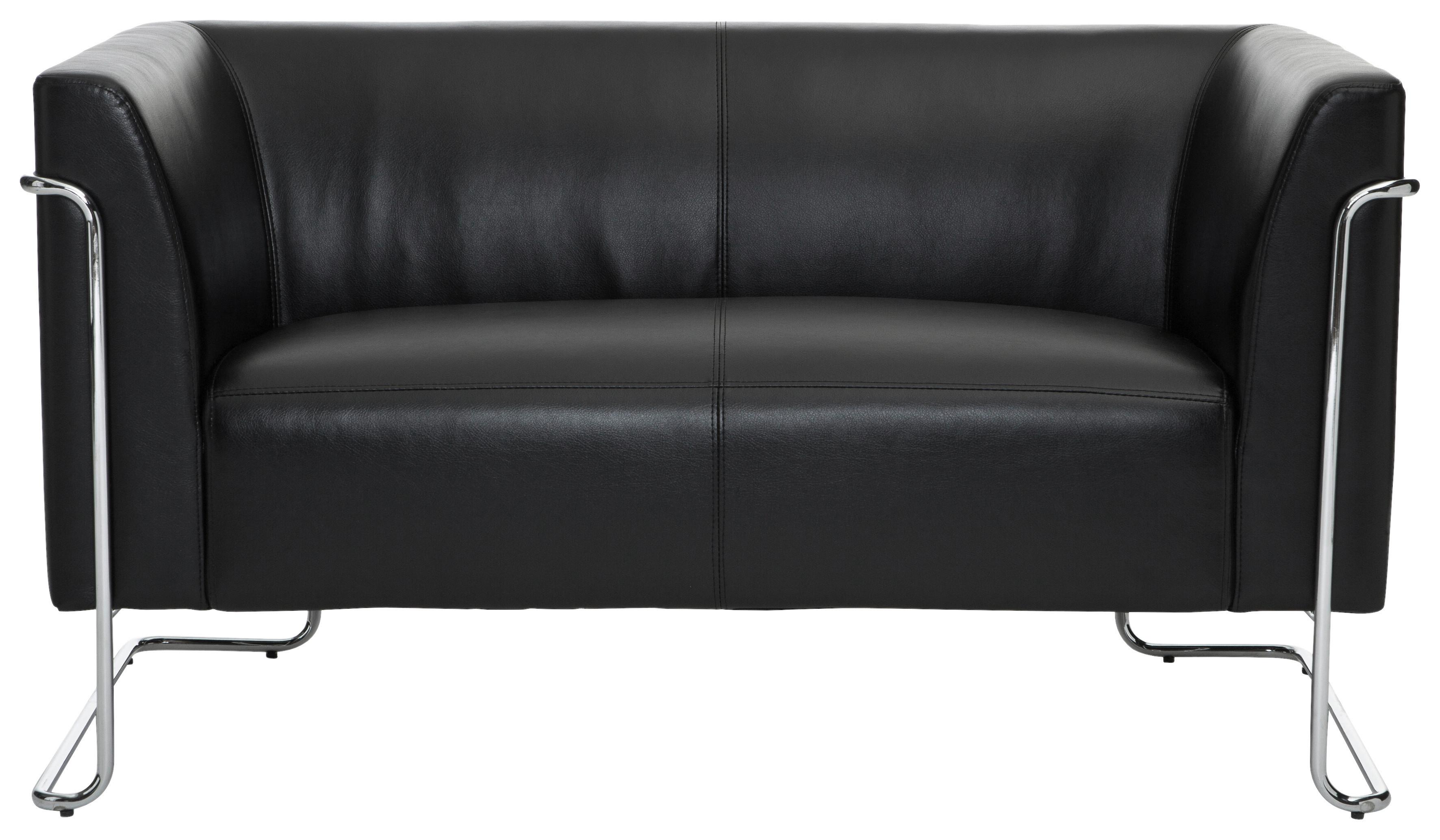 2-sitzer-sofa Curacao Mit Armlehnen, Schwarz Lederlook - Silberfarben/Schwarz, MODERN, Textil (130/71/74cm) - MID.YOU