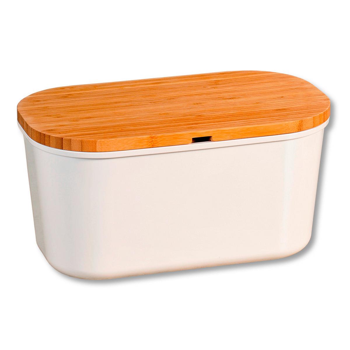 Brotkasten Naturfarben/Weiß B: 37 cm - Weiß/Naturfarben, Basics, Holz/Kunststoff (37/21/18.2cm) - Kesper