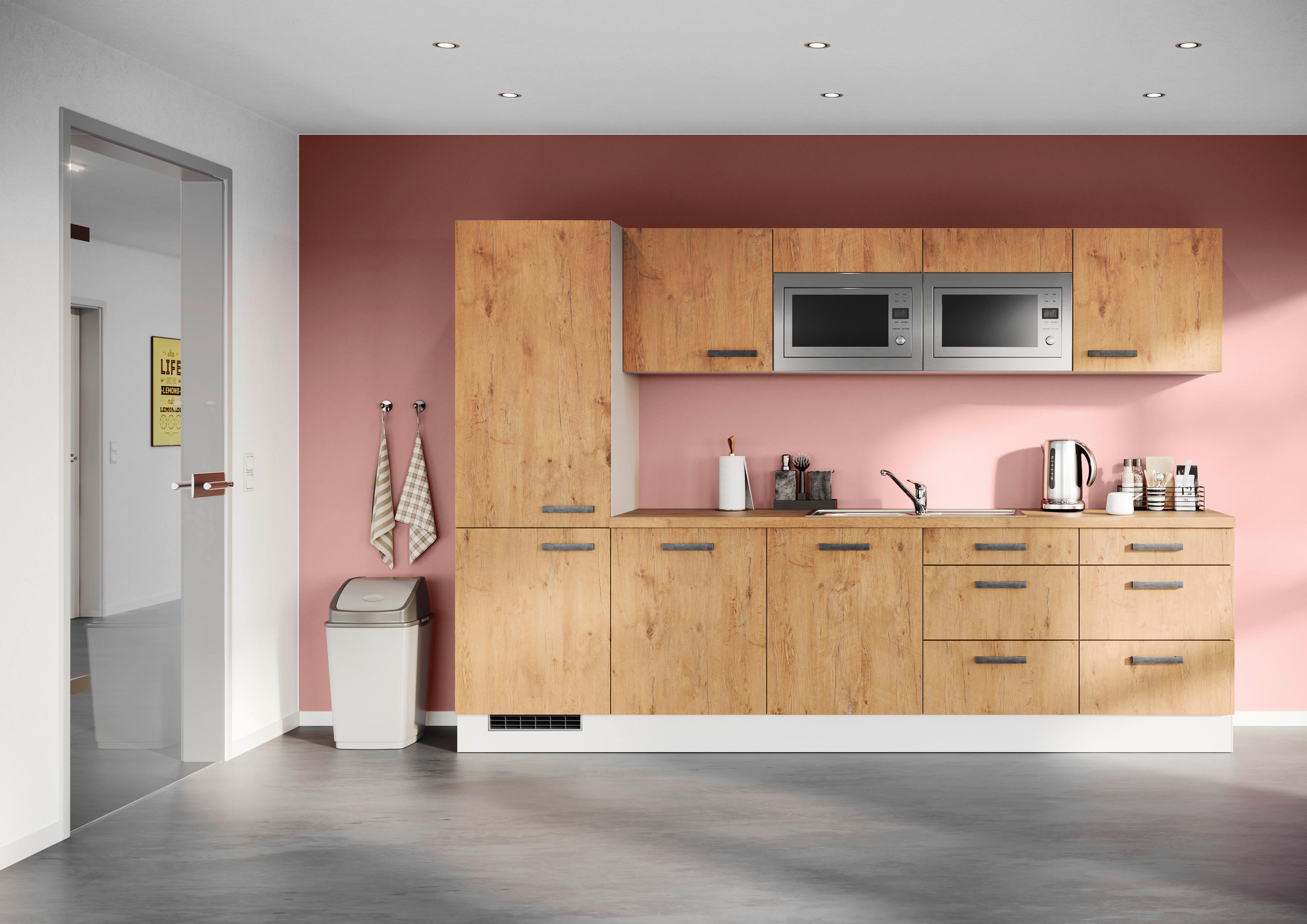 Küchenleerblock Ip1200 - Eichefarben/Weiß, Design, Holzwerkstoff (300cm) - Impuls