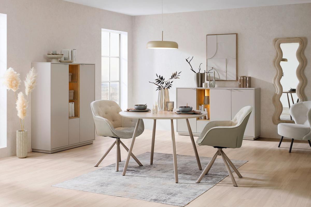 Jedálenský stôl MILAN 110 - sivá/béžová, Lifestyle, kov/kompozitné drevo (110/75cm) - Mömax