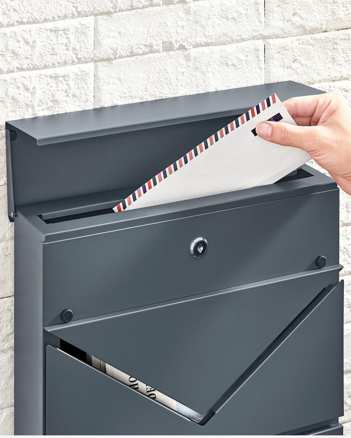Briefkasten Grau B: 37 Cm - Grau, Basics, Metall (37/37/10,5cm)