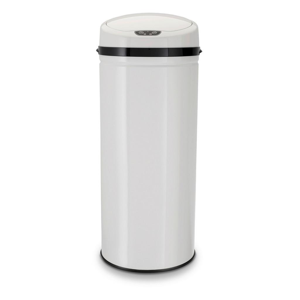 Mülleimer White mit Deckel 42L Edelstahl Weiß