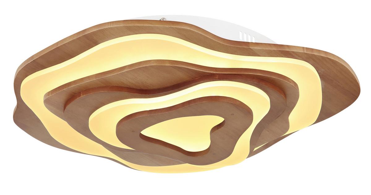 Led-deckenleuchte 41768-40 - Dunkelbraun/Opal, Natur, Holz/Kunststoff (58/50/10cm) - Globo
