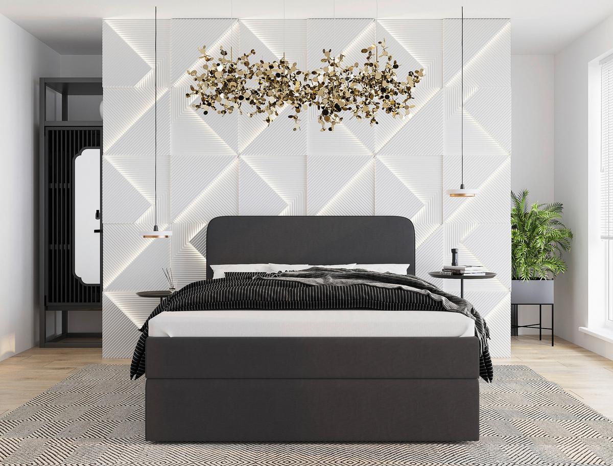 Boxspringbett mit Topper 140x200 Jubi - Dunkelgrau/Anthrazit, KONVENTIONELL, Textil (140/200cm)