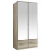 Drehtürenschrank Mit Spiegel 90cm Imago, Sägerau Dekor - Eichefarben, KONVENTIONELL, Glas/Holzwerkstoff (90/199/58cm) - MID.YOU