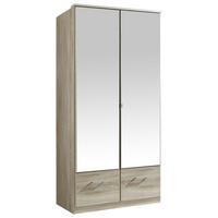 Drehtürenschrank Mit Spiegel 90cm Imago, Sägerau Dekor - Eichefarben, KONVENTIONELL, Glas/Holzwerkstoff (90/199/58cm) - MID.YOU