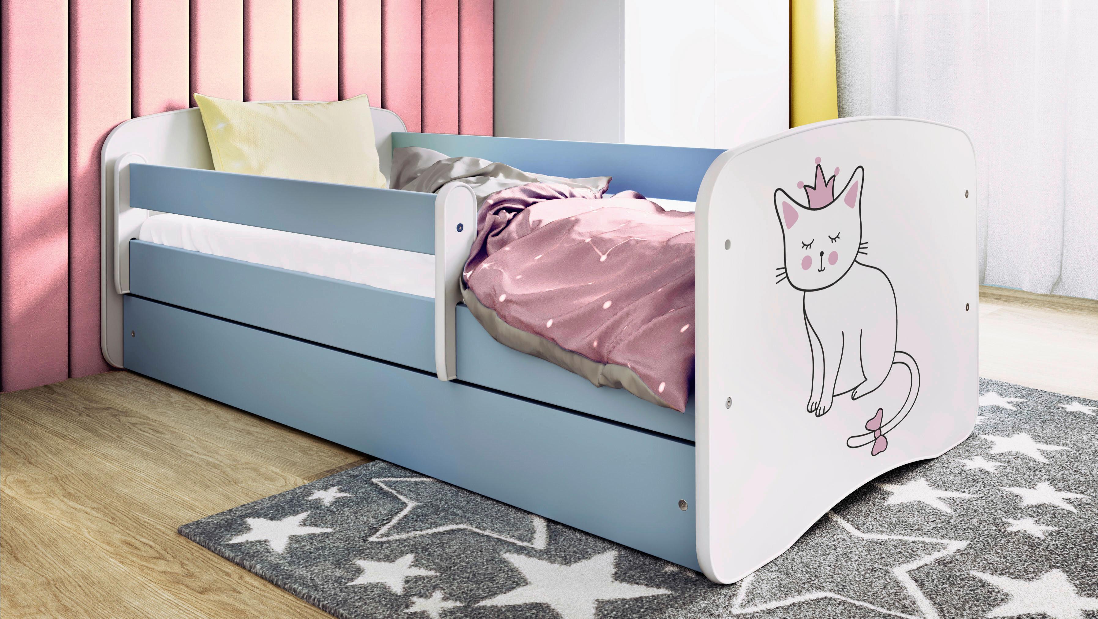 Kinder-/Juniorbett Babydreams inkl. Matratze 80x160 - Blau/Birkefarben, MODERN, Holz/Holzwerkstoff (80/160cm) - MID.YOU