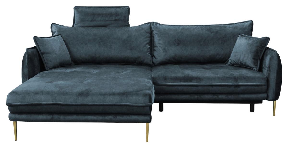 Ecksofa Whisper Blau S: 196x264 cm - Blau/Goldfarben, Design, Textil (196/264cm) - MID.YOU