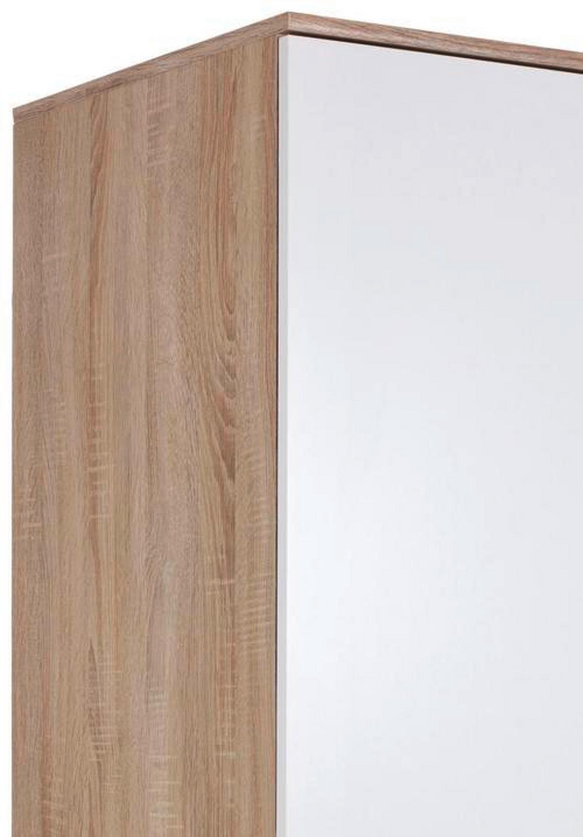 Kleiderschrank Wiki 90 cm Eiche Dekor/Weiß - Weiß/Sonoma Eiche, KONVENTIONELL, Holzwerkstoff (90/191/53cm)