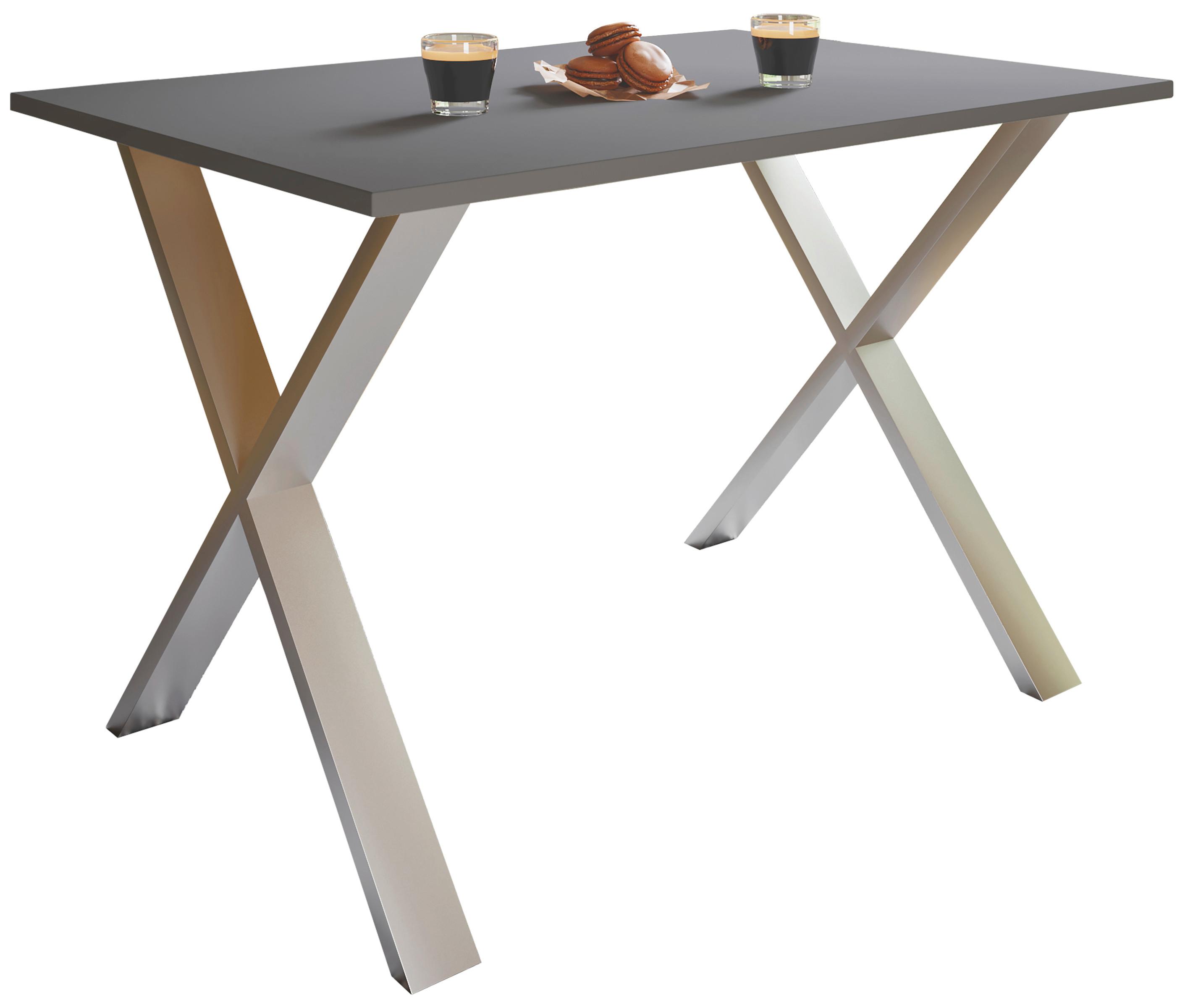 Esstisch Xona Silberfarben L: 110 cm - Anthrazit/Silberfarben, Basics, Holzwerkstoff/Metall (110/50/76cm) - MID.YOU