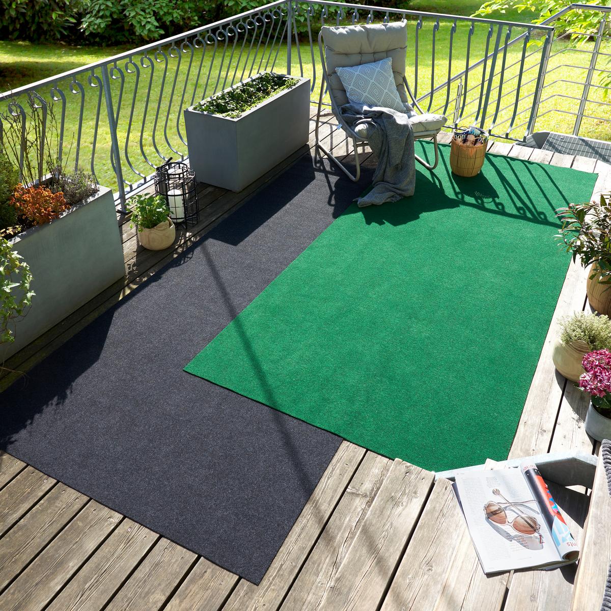 Rasenteppich Bella 100x200 cm In Anthrazit - Anthrazit, Basics, Kunststoff (100/200cm) - Ondega