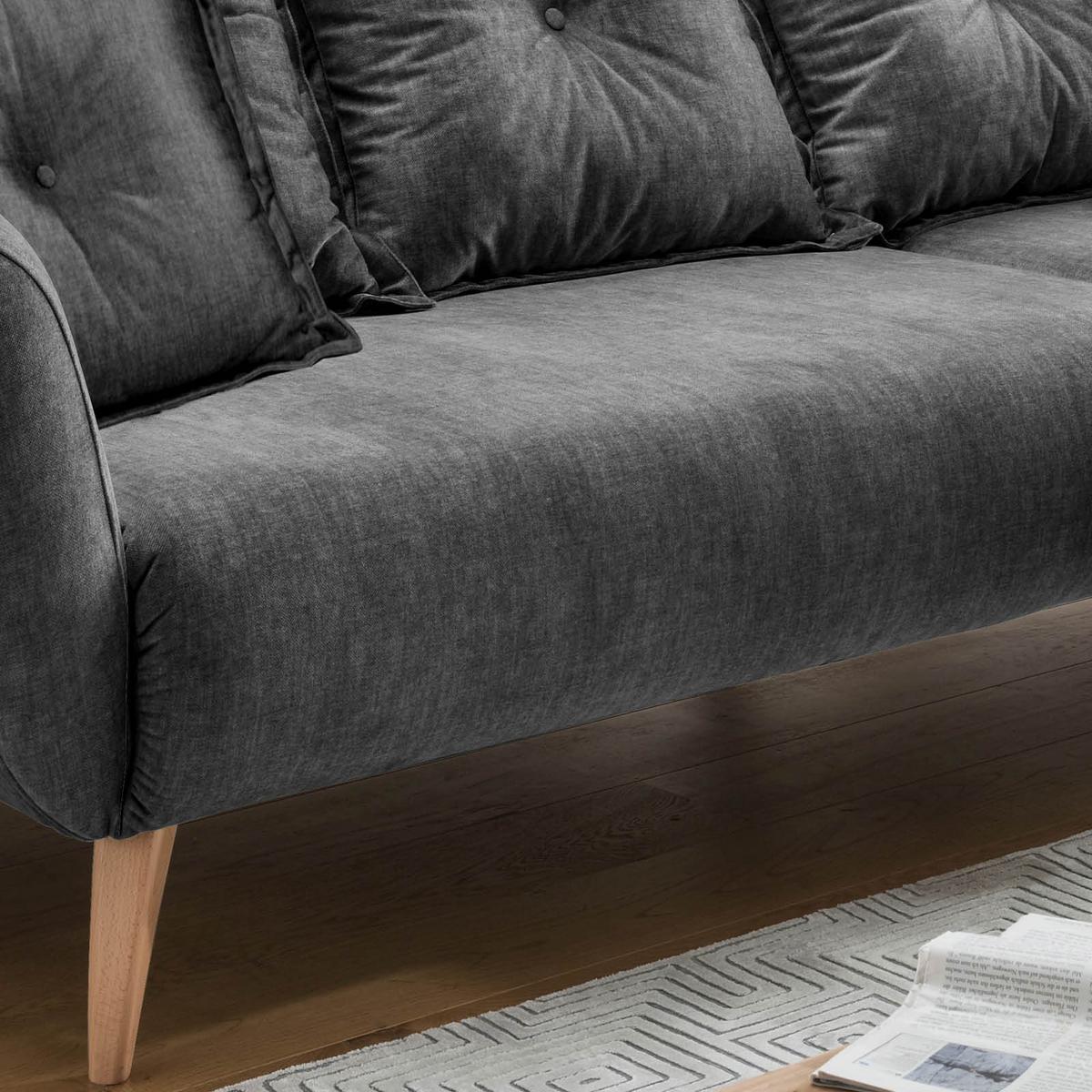 Ecksofa Baggio Grau S: 277/162 Cm - Buchefarben/Grau, MODERN, Holz/Textil (277/162cm) - Livetastic