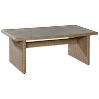 Gartentisch Metall/kunststoff/ Glas L: 200 Cm - Schieferfarben/Beige, KONVENTIONELL, Glas/Kunststoff (200/100/74cm) - Gardenson