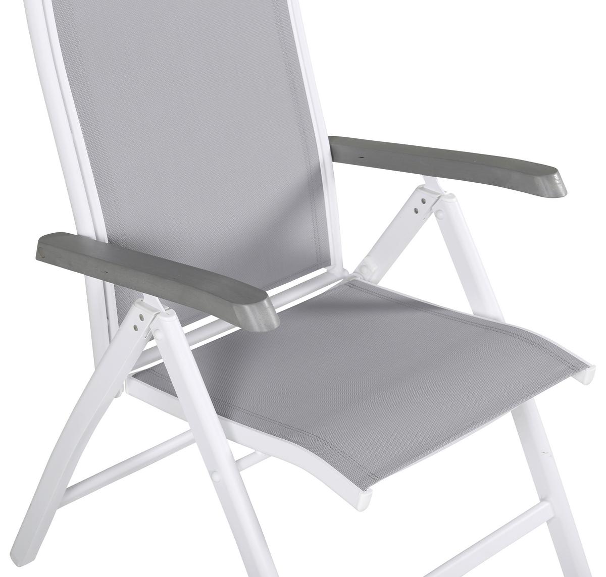 Gartensessel-set 2-tlg. Klappbar Albany Metall - Weiß/Grau, KONVENTIONELL, Metall (60/110/60cm) - Gardenson