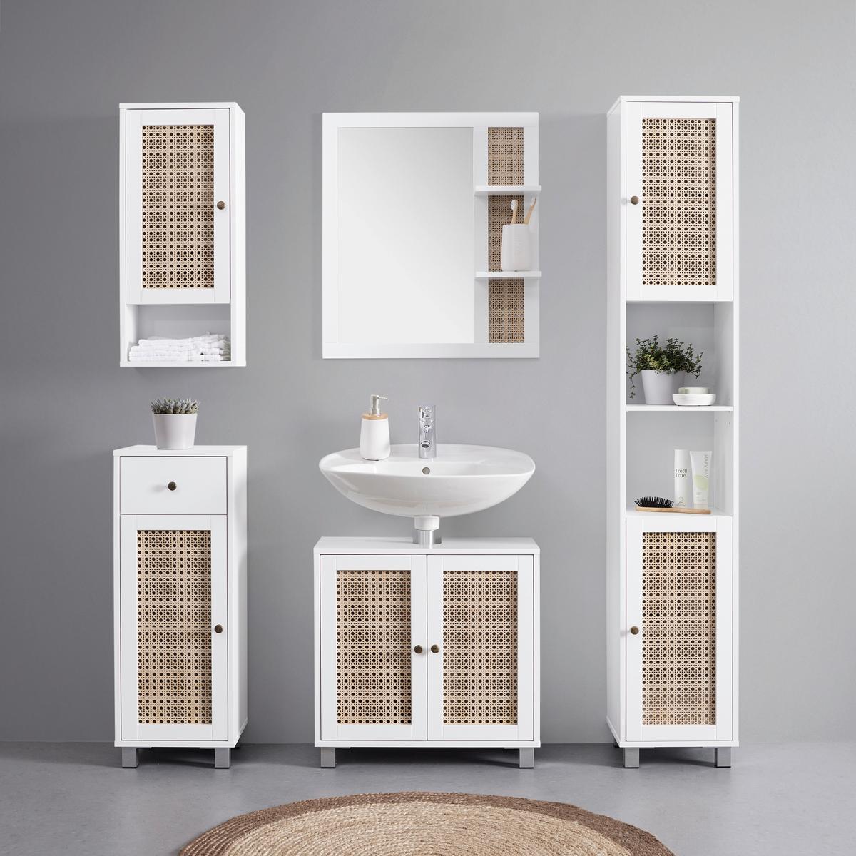 Spodná skrinka LISA biela - biela/bronzová, Modern, kov/kompozitné drevo (32/89/30cm) - Bessagi Home