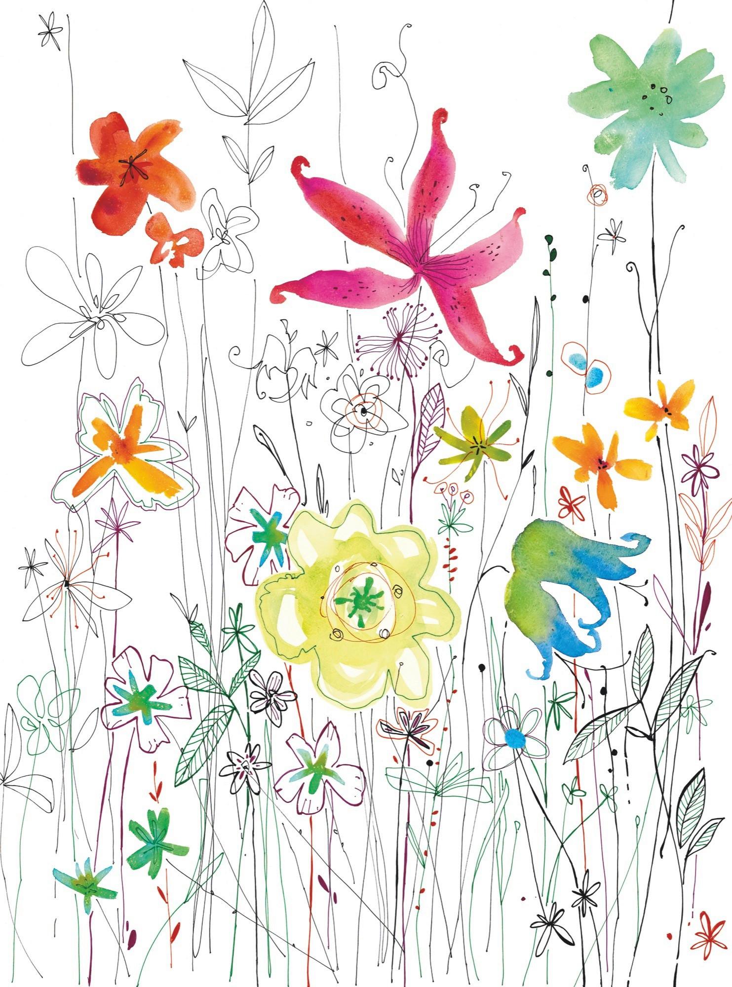 Vliestapete Floral - Multicolor, Design, Papier (184/248cm)