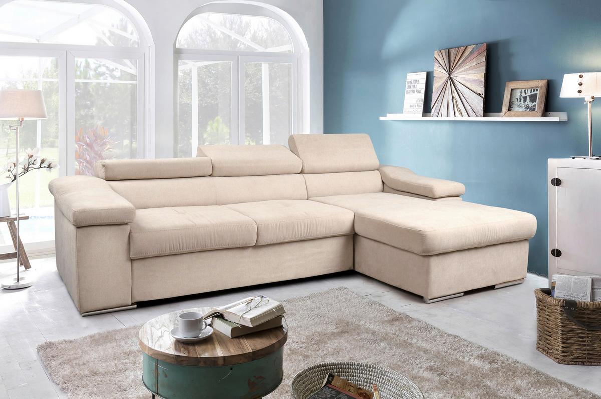 Sarokgarnitúra Monza - bézs, Modern, textil (270/170cm)