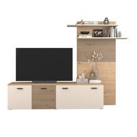 Wohnwand FREE Kaschmir/Eichefarben B: 212 cm - Kaschmir/Schwarz, MODERN, Holzwerkstoff (212/172/40cm)