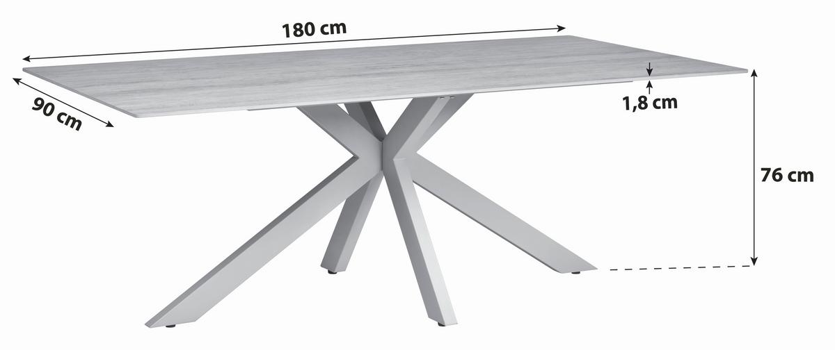 Esstisch Logan 180x90 cm beige - Beige, KONVENTIONELL, Keramik/Metall (180/90/76cm) - P & B