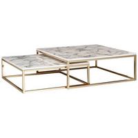 Sada konferenčných stolíkov biela/čierna - zlatá/biela, Konventionell, kov/kompozitné drevo (75/75/27cm) - MID.YOU