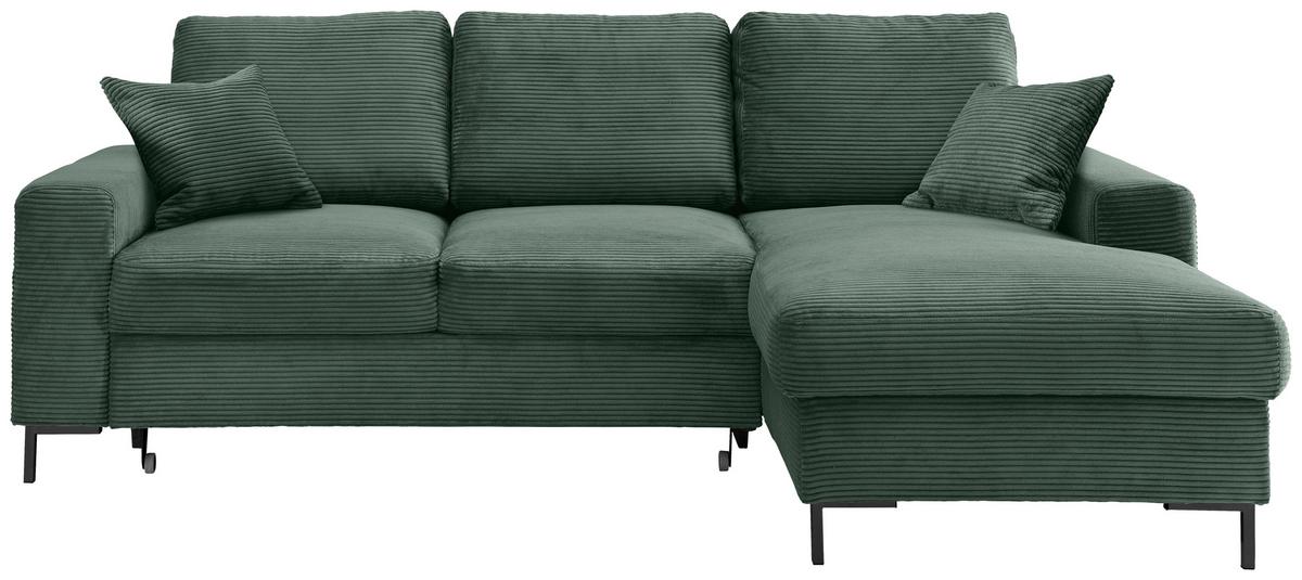 Eckschlafsofa Zona, Dunkelgrün S: 237x143 Cm - Dunkelgrün/Schwarz, KONVENTIONELL, Textil (237/143cm) - Livetastic