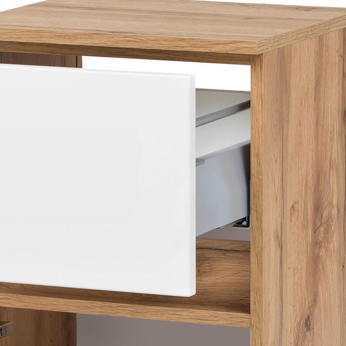 Unterschrank Kopenhagen B: 40 Cm Weiß/eiche Dekor - Eichefarben/Silberfarben, KONVENTIONELL, Holzwerkstoff (40/79/35cm) - Held
