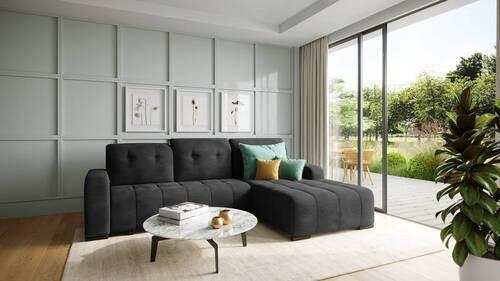 Ecksofa Vicari - Schwarz, MODERN, Textil (185/292cm) - Livetastic