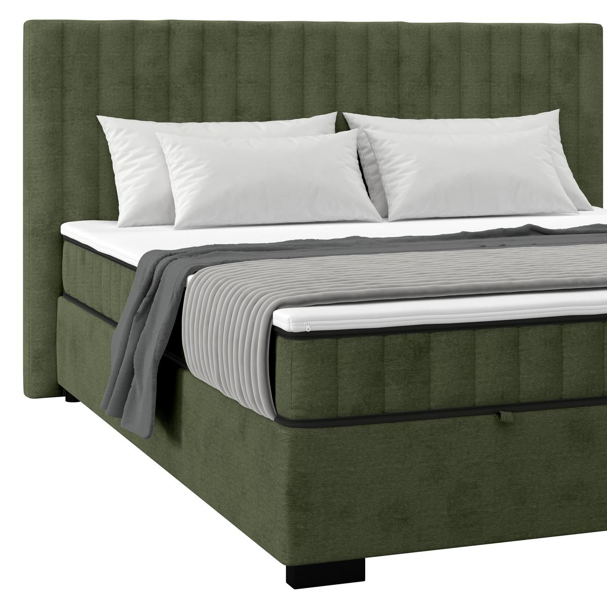 Boxbett Maya 200 - Schwarz/Olivgrün, MODERN, Holz/Holzwerkstoff (200/200cm)