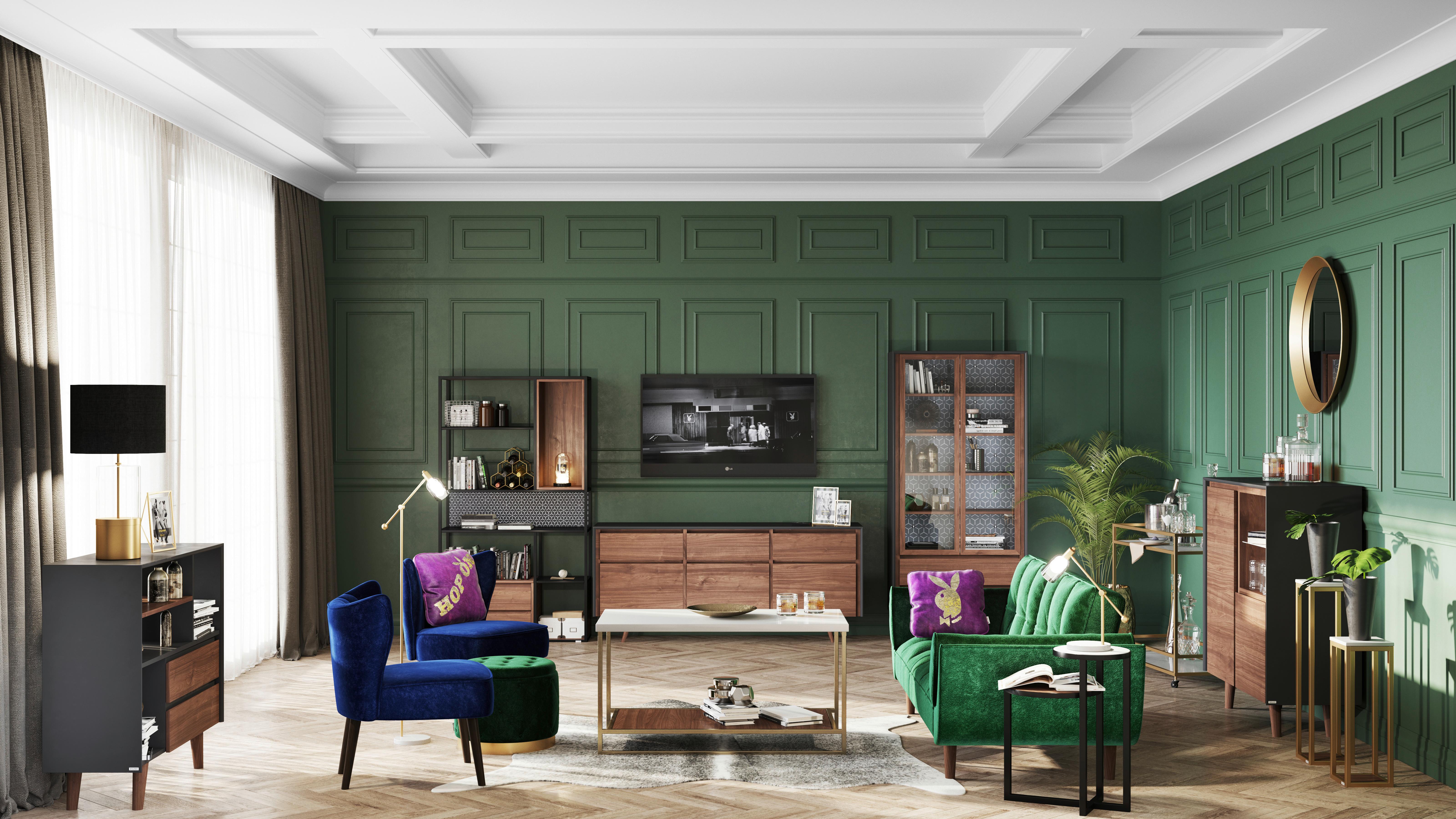 Playboy 2-Sitzer-Sofa Mit Schlaffunktion Scarlett Grün Samt