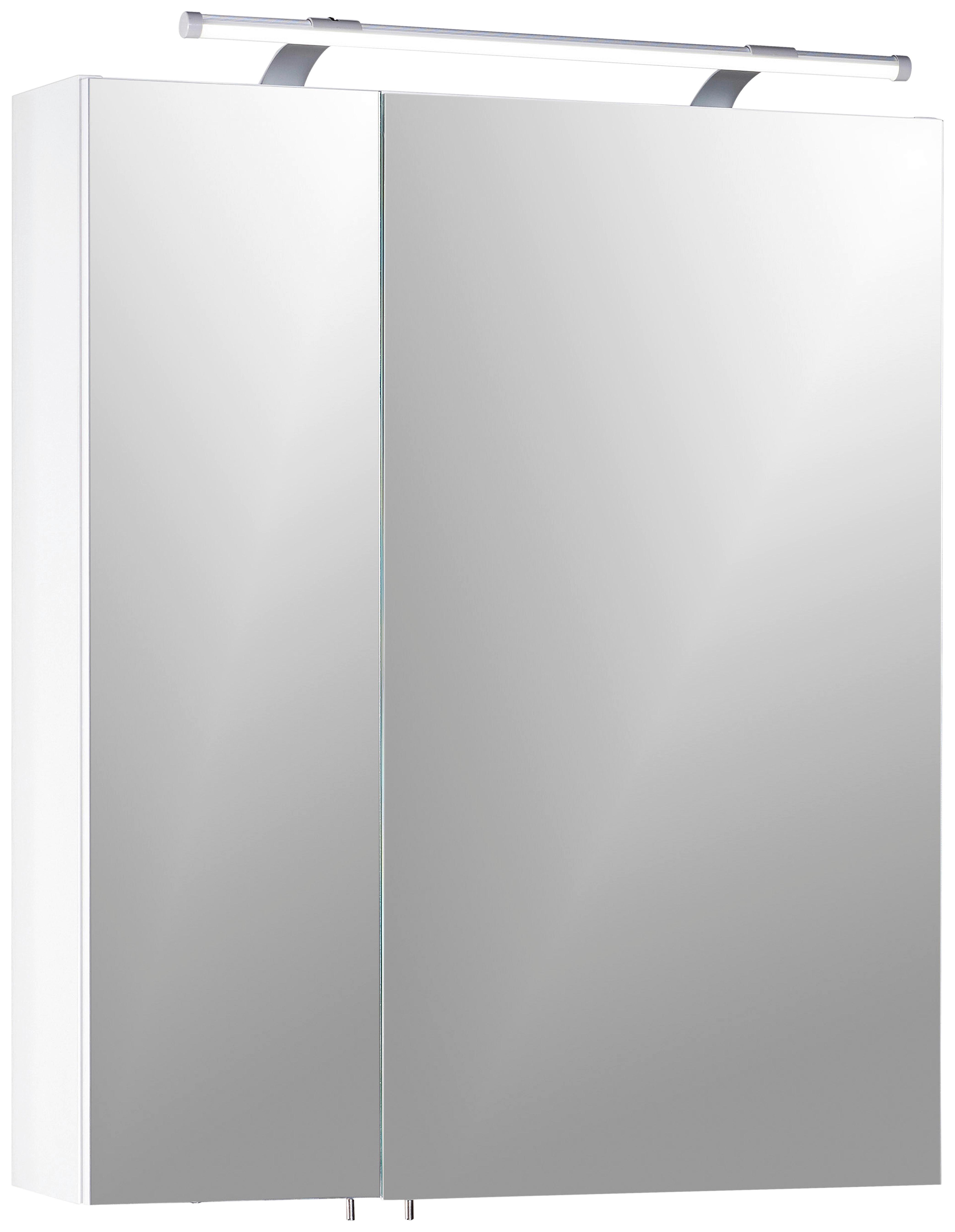 Spiegelschrank Dorina 600 Mit Led 2 Türen, Weiß - Weiß Hochglanz/Weiß, MODERN, Glas/Holzwerkstoff (60/75,7/16cm) - MID.YOU