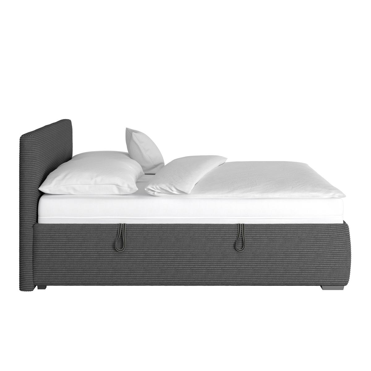 Polsterbett Lesia - Chromfarben/Dunkelgrau, KONVENTIONELL, Holzwerkstoff/Textil (180/200cm)