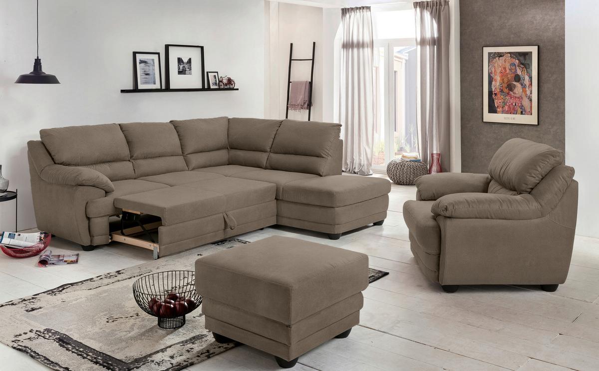 Ecksofa mit Schlaffunktion Nebolo Grau S. 246x225cm - Schwarz/Grau, Design, Textil (246/225cm) - Livetastic