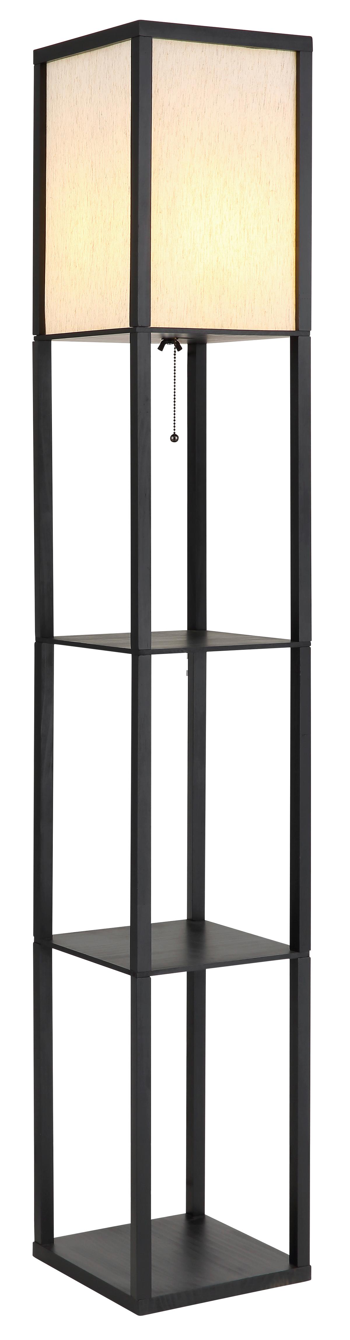 STEHLEUCHTE Exkl. 1xE27, 60W - Schwarz/Naturfarben, Design, Holz/Textil (26/26/159cm) - Globo