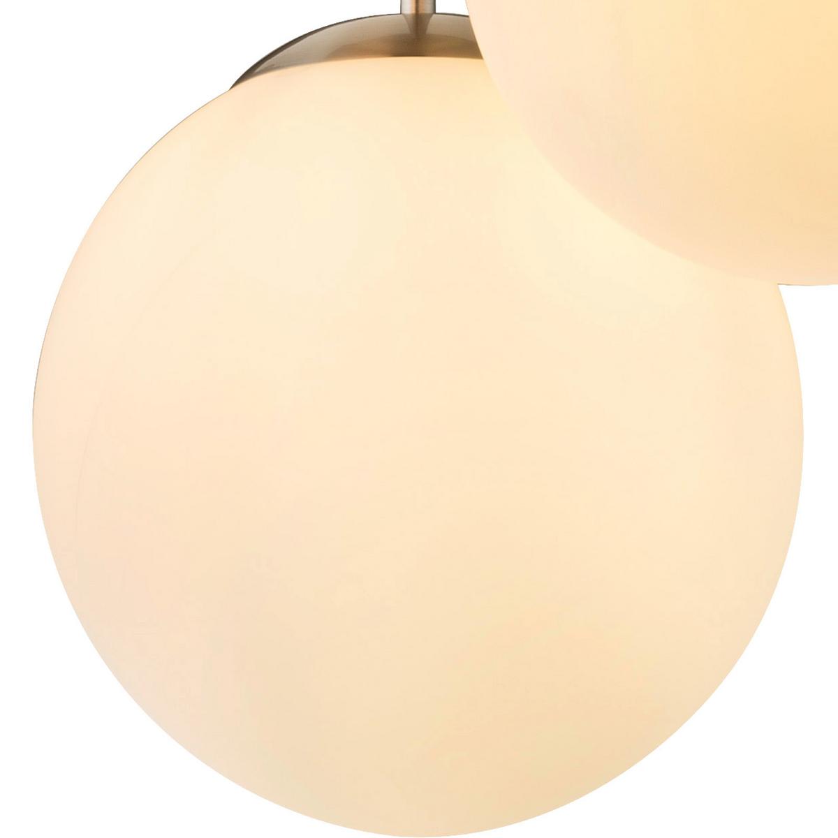 Deckenleuchte Joel Ø 47 cm Mit 3 Kugelleuchten - Weiß/Nickelfarben, Basics, Glas/Metall (47/44cm) - Globo