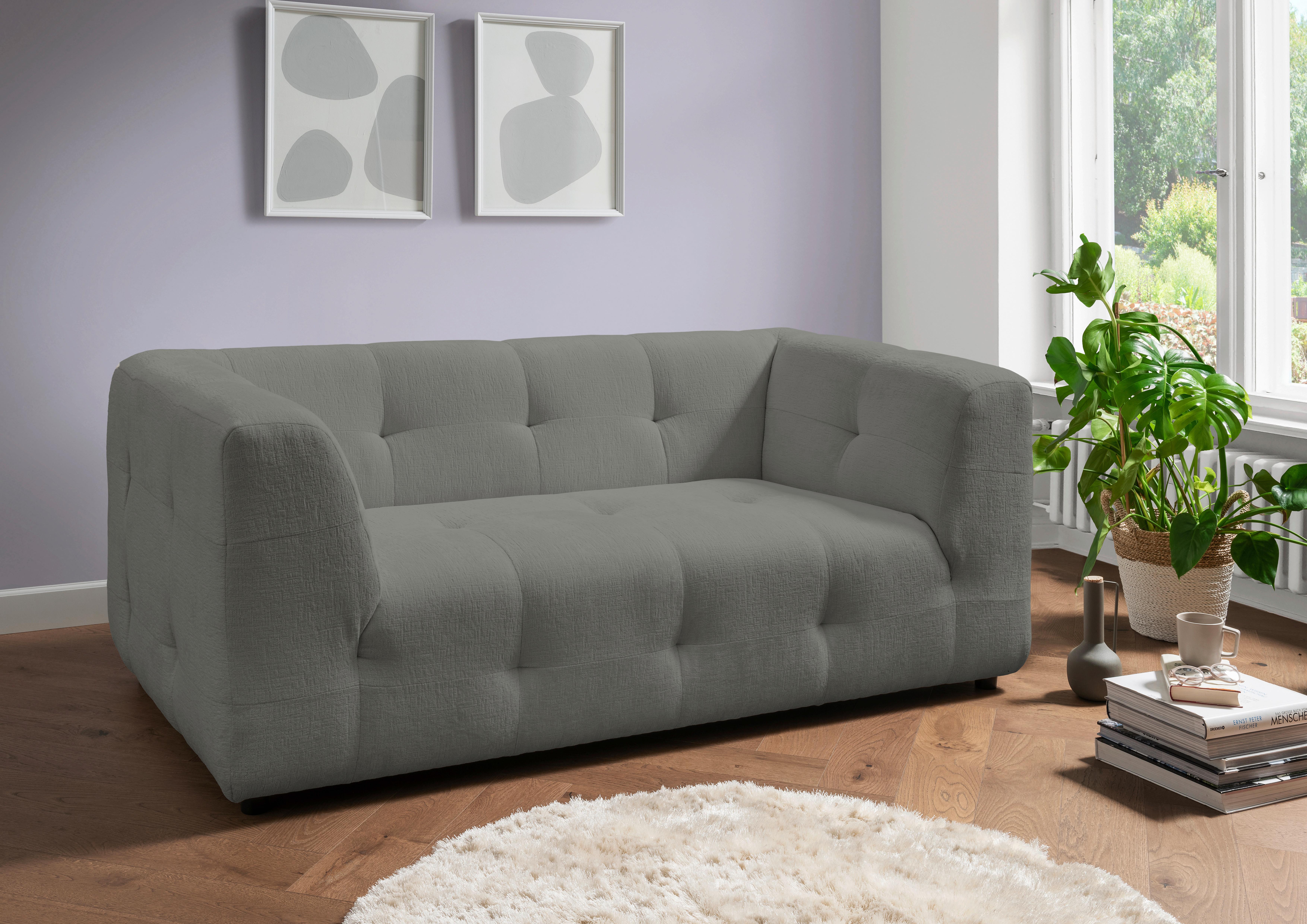2-Sitzer-Sofa Velice, Graubraun B: 184 cm - Graubraun/Schwarz, Design, Textil (184/72/95cm) - Livetastic