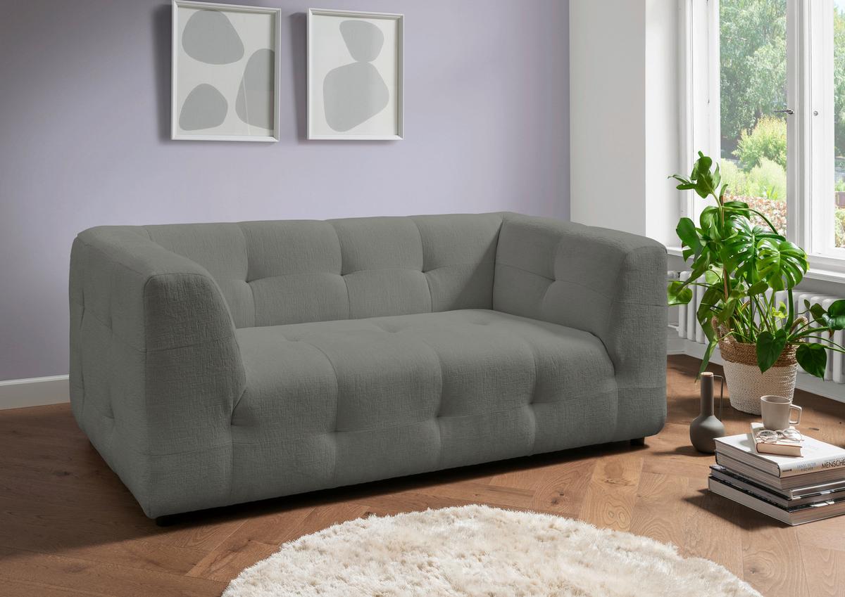 2-Sitzer-Sofa Velice, Graubraun B: 184 cm - Graubraun/Schwarz, Design, Textil (184/72/95cm) - Livetastic