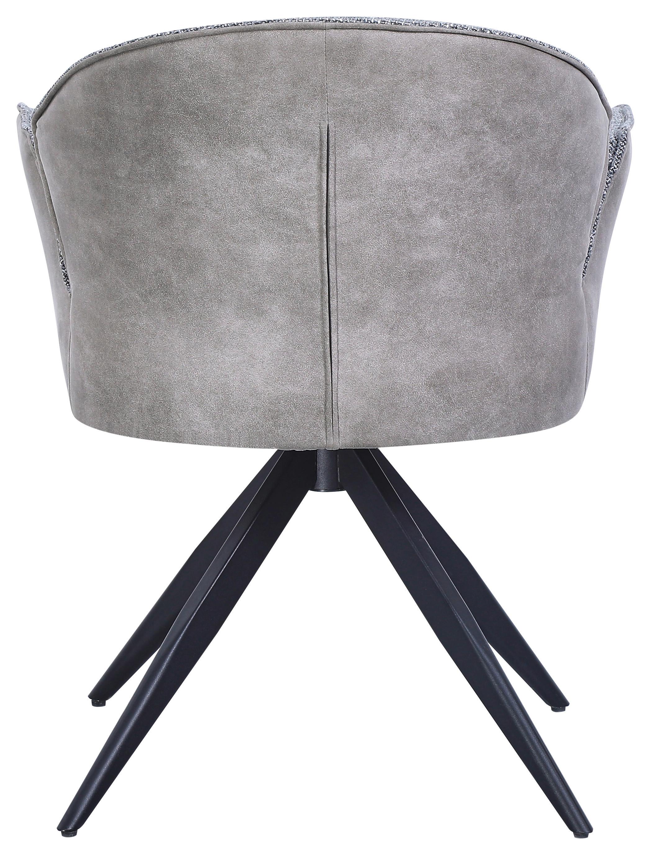 Armlehnstuhl Hilda Grau/Schwarz Gepolstert - Schwarz/Grau, MODERN, Textil/Metall (61/81/60cm) - MID.YOU