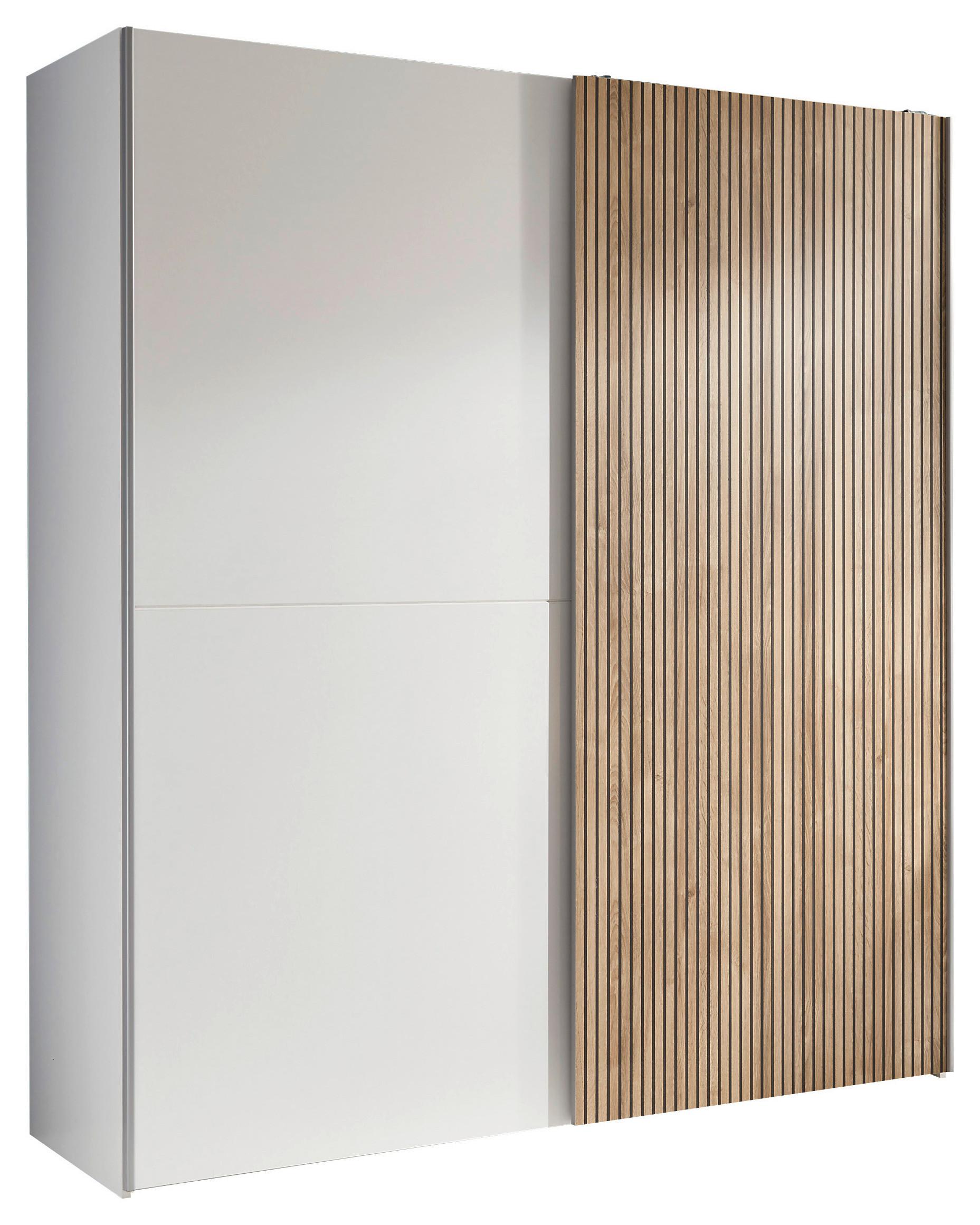 Skriňa s posuvnými dverami BERNO šírka 170 cm - biela/farba duba, Modern, kov/kompozitné drevo (170/196/57cm) - Ti'me