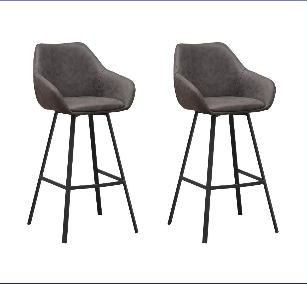 Barhocker-Set Casper Anthrazit B: 50 cm - Anthrazit/Schwarz, MODERN, Textil/Metall (50/112/60cm) - MID.YOU
