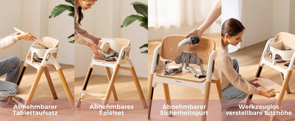 Kombihochstuhl hellbraun - Hellbraun, Basics, Holz (71,1/79,5/56,2cm) - Momcozy