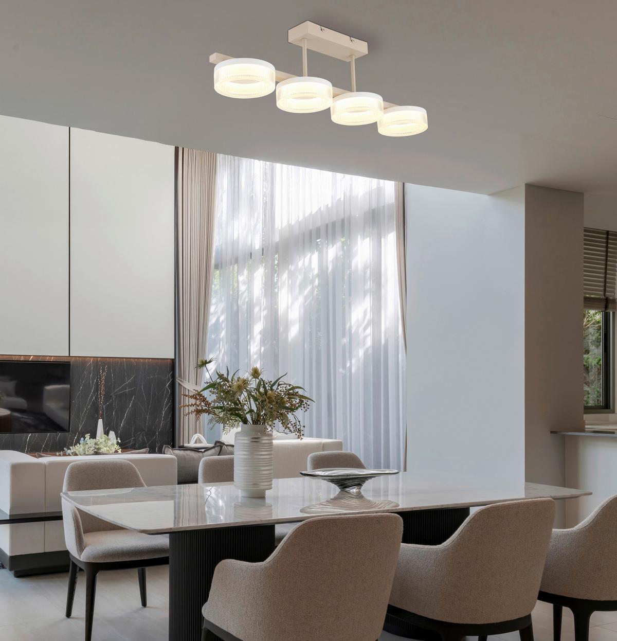 LED-Deckenleuchte 3000k, 1600lm - Sandfarben/Transparent, Design, Kunststoff/Metall (67/13/19,5cm) - Globo