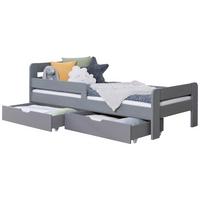 Bett Bennet Hellgrau inkl. Zubehör, 120x200 cm - Hellgrau/Naturfarben, MODERN, Holz/Textil (120/200cm) - MID.YOU