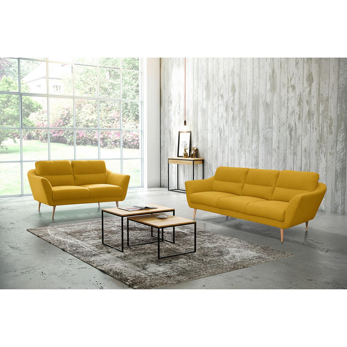 3-sitzer-sofa Tromso Gelb B: 209 Cm - Gelb/Buchefarben, Design, Textil (209/87/88cm) - Livetastic