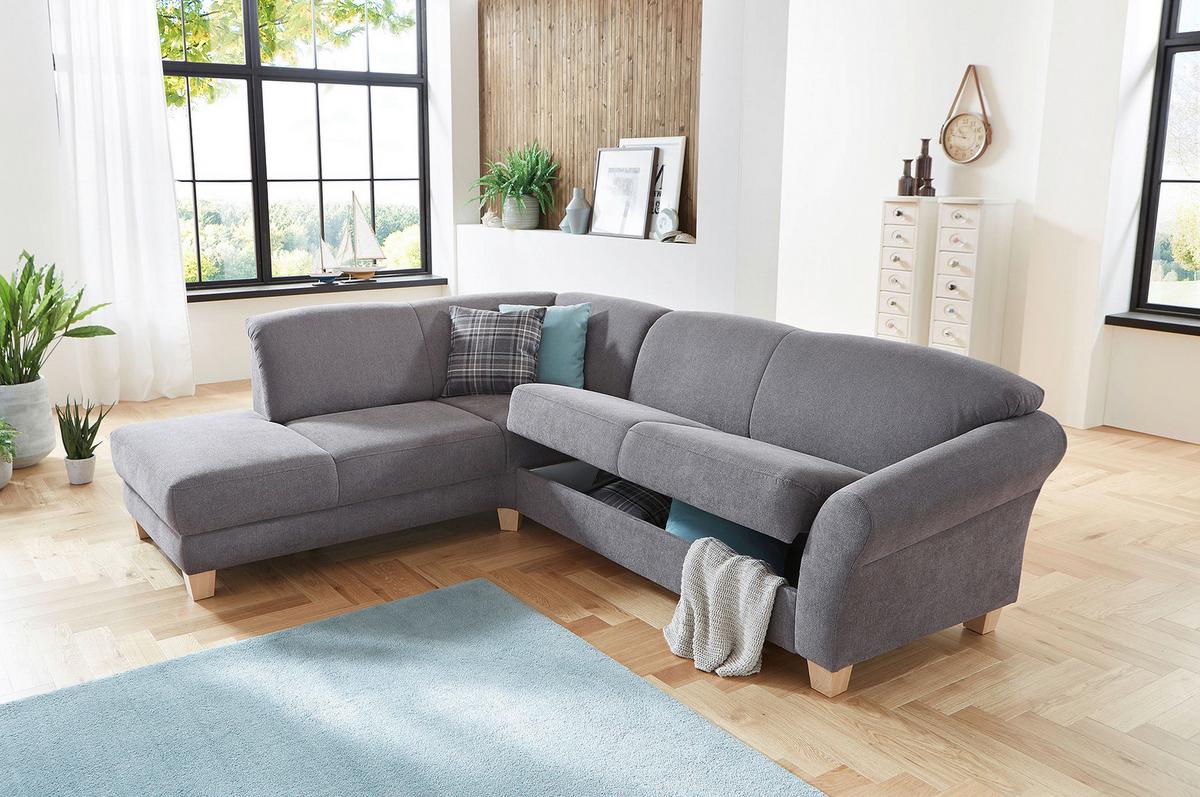 Ecksofa Gotland grau mit Bettkasten, 212x257 cm - Naturfarben/Grau, KONVENTIONELL, Textil (212/257cm) - Sit & More