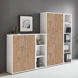 Office Edition B: 257 Cm Weiß/sonoma Eiche - Eichefarben/Weiß, MODERN, Holzwerkstoff (257/186/33cm) - MID.YOU