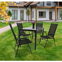 Záhradná stolová súprava čierne sklo - čierna/antracitová, Basics, kov/textil - Gardenson