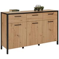 ŠIROKÁ KOMODA KIRIKUS - čierna/farba duba, Lifestyle, kompozitné drevo/plast (139,8/89,5/40,2cm) - Mömax